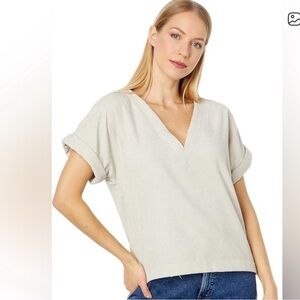 Madewell Collette Drapey Beige Corduroy top MEDIUM